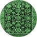 Round Oriental Emerald Green Industrial Rug, urb2311emgrn