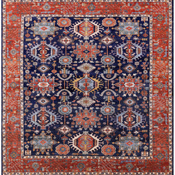 Square Mid-Century Modern Pink Oriental Rug, urb2311