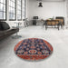 Round Machine Washable Industrial Modern Rosy Pink Rug in a Office, wshurb2311