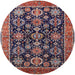 Round Mid-Century Modern Pink Oriental Rug, urb2311