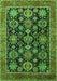 Machine Washable Oriental Green Industrial Area Rugs, wshurb2311grn