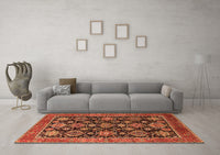 Machine Washable Oriental Orange Industrial Rug, wshurb2311org