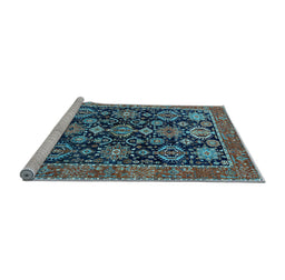 Sideview of Machine Washable Oriental Light Blue Industrial Rug, wshurb2311lblu