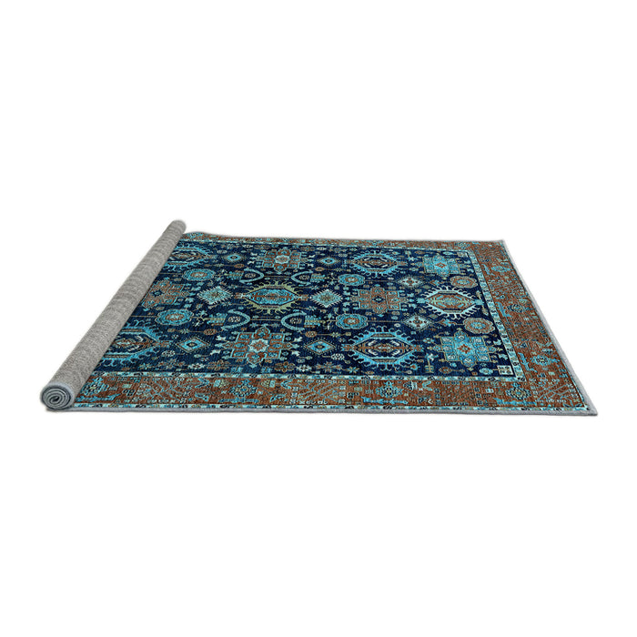 Sideview of Machine Washable Oriental Light Blue Industrial Rug, wshurb2311lblu