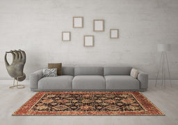 Machine Washable Oriental Brown Industrial Rug in a Living Room,, wshurb2311brn