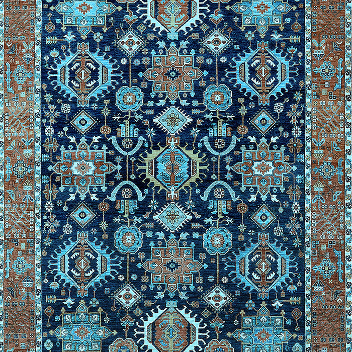 Machine Washable Oriental Light Blue Industrial Rug, wshurb2311lblu