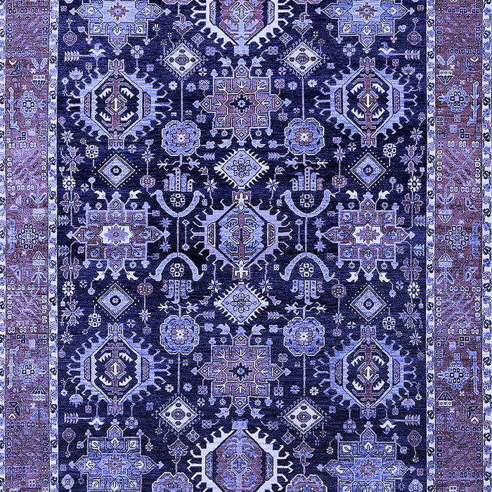 Machine Washable Oriental Blue Industrial Rug, wshurb2311blu