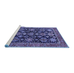 Sideview of Machine Washable Oriental Blue Industrial Rug, wshurb2311blu