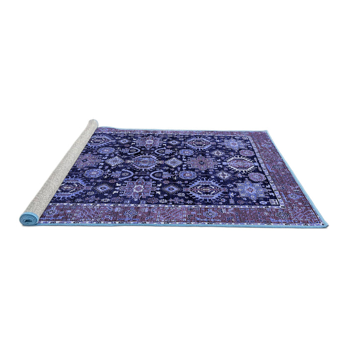 Sideview of Machine Washable Oriental Blue Industrial Rug, wshurb2311blu