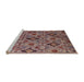 Sideview of Machine Washable Industrial Modern Khaki Rose Pink Rug, wshurb2312