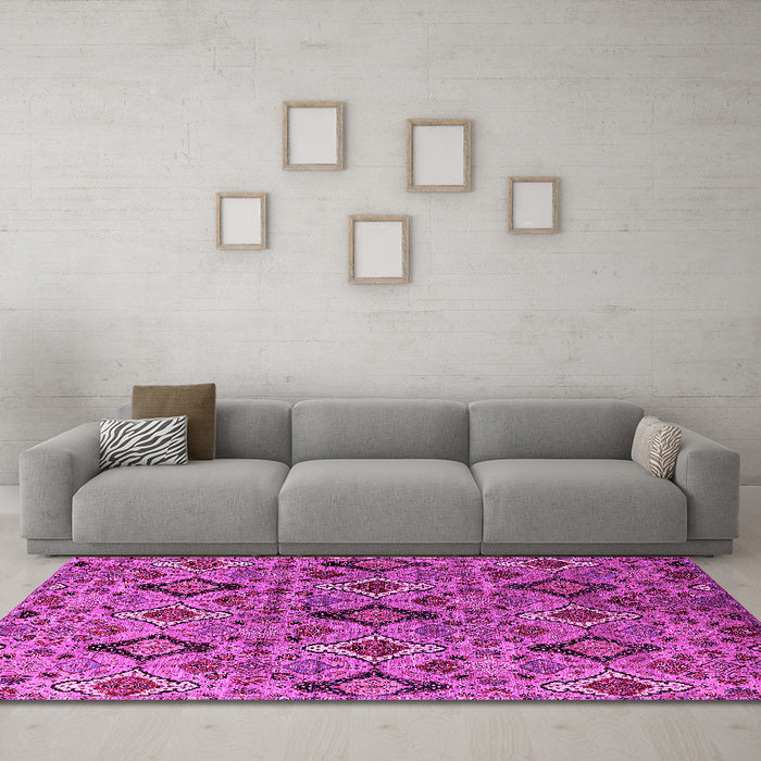 Machine Washable Oriental Pink Industrial Rug in a Living Room, wshurb2312pnk
