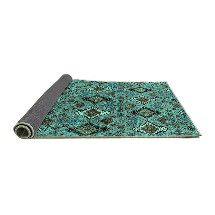 Sideview of Oriental Turquoise Industrial Rug, urb2312turq