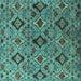 Square Machine Washable Oriental Turquoise Industrial Area Rugs, wshurb2312turq