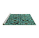 Sideview of Machine Washable Oriental Turquoise Industrial Area Rugs, wshurb2312turq