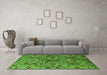Machine Washable Oriental Green Industrial Area Rugs in a Living Room,, wshurb2312grn