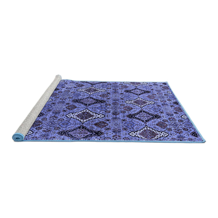 Sideview of Machine Washable Oriental Blue Industrial Rug, wshurb2312blu