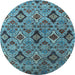 Round Oriental Light Blue Industrial Rug, urb2312lblu