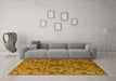 Machine Washable Oriental Yellow Industrial Rug in a Living Room, wshurb2312yw