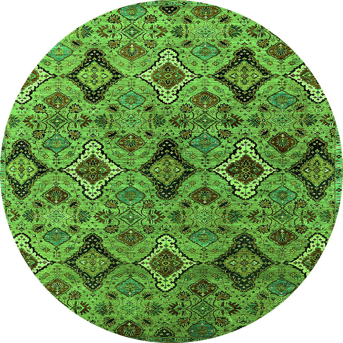 Round Oriental Green Industrial Rug, urb2312grn