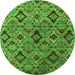 Round Oriental Green Industrial Rug, urb2312grn