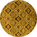 Round Oriental Yellow Industrial Rug, urb2312yw