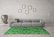 Machine Washable Oriental Emerald Green Industrial Area Rugs in a Living Room,, wshurb2312emgrn