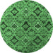 Round Oriental Emerald Green Industrial Rug, urb2312emgrn