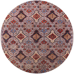 Round Machine Washable Industrial Modern Khaki Rose Pink Rug, wshurb2312