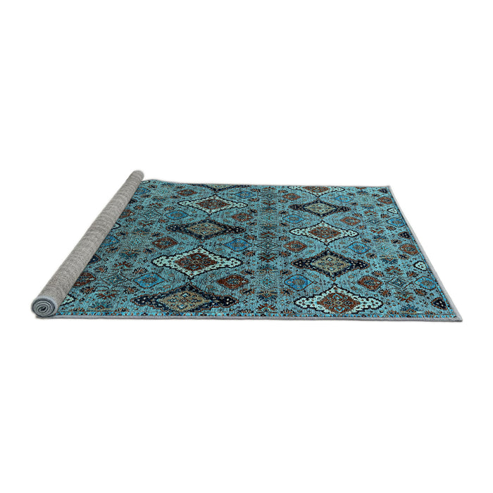 Sideview of Machine Washable Oriental Light Blue Industrial Rug, wshurb2312lblu