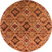 Round Machine Washable Oriental Orange Industrial Area Rugs, wshurb2312org