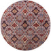 Round Mid-Century Modern Khaki Rose Pink Oriental Rug, urb2312