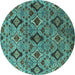 Round Oriental Turquoise Industrial Rug, urb2312turq