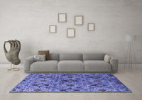 Machine Washable Oriental Blue Industrial Rug, wshurb2312blu