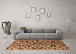 Machine Washable Oriental Brown Industrial Rug in a Living Room,, wshurb2312brn