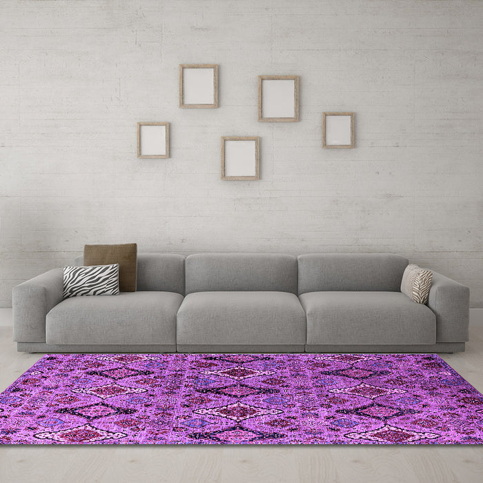 Machine Washable Oriental Purple Industrial Area Rugs in a Living Room, wshurb2312pur