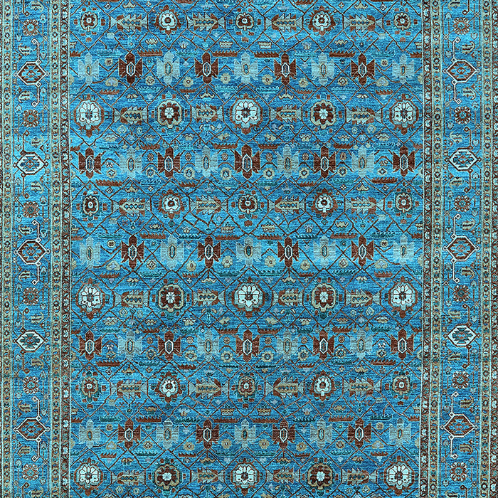 Machine Washable Oriental Light Blue Industrial Rug, wshurb2313lblu