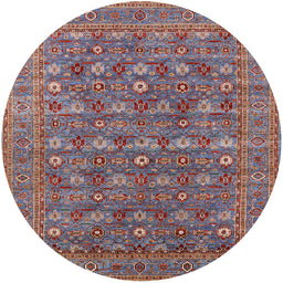 Round Mid-Century Modern Dark Gray Oriental Rug, urb2313