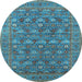 Round Oriental Light Blue Industrial Rug, urb2313lblu