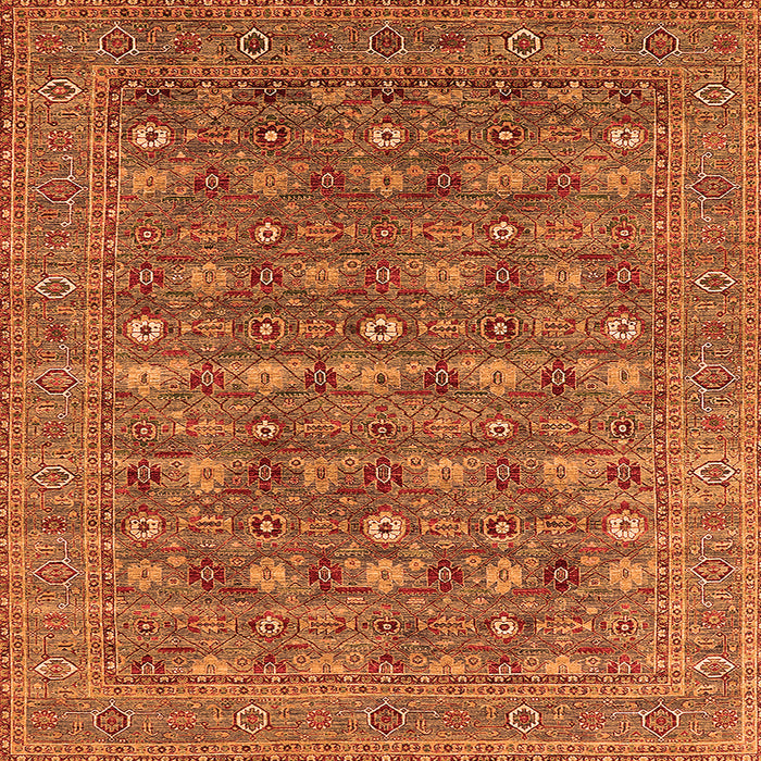 Square Oriental Orange Industrial Rug, urb2313org