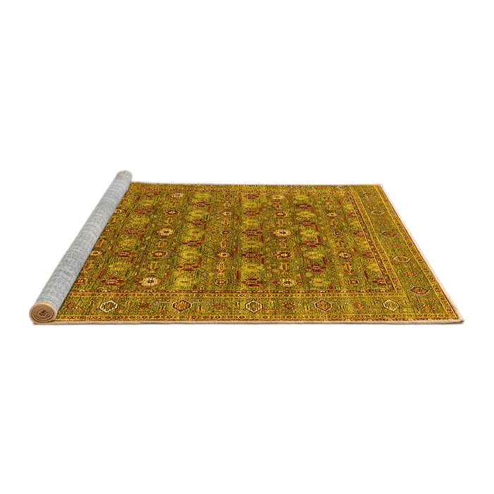 Sideview of Machine Washable Oriental Yellow Industrial Rug, wshurb2313yw