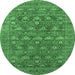 Round Oriental Emerald Green Industrial Rug, urb2313emgrn