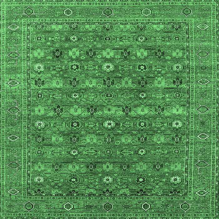 Square Machine Washable Oriental Emerald Green Industrial Area Rugs, wshurb2313emgrn