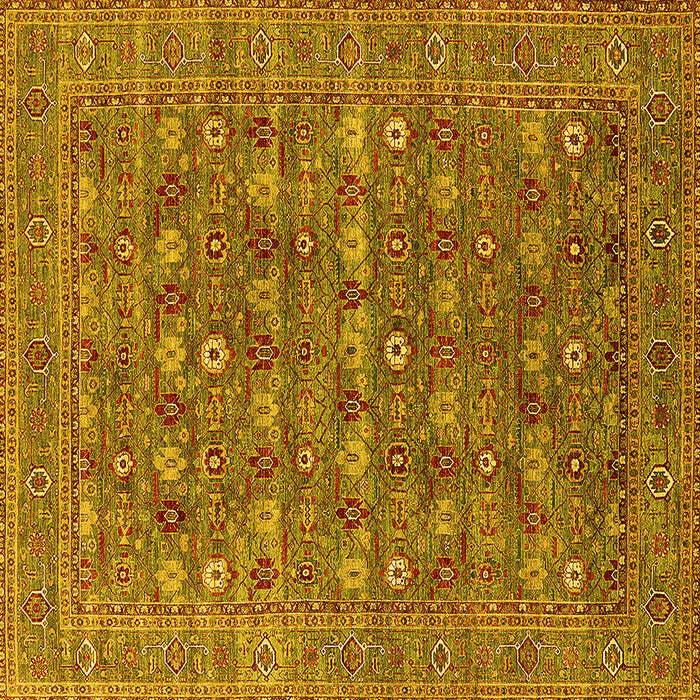 Square Machine Washable Oriental Yellow Industrial Rug, wshurb2313yw