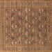 Square Machine Washable Oriental Brown Industrial Rug, wshurb2313brn