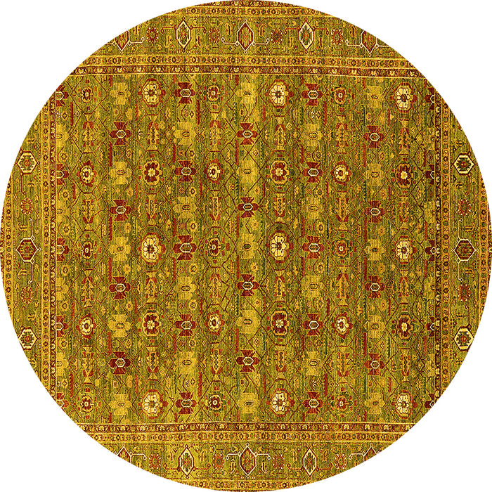 Round Oriental Yellow Industrial Rug, urb2313yw
