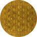 Round Oriental Yellow Industrial Rug, urb2313yw