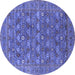 Round Oriental Blue Industrial Rug, urb2313blu