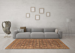 Machine Washable Oriental Brown Industrial Rug in a Living Room,, wshurb2313brn