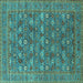 Square Oriental Turquoise Industrial Rug, urb2313turq