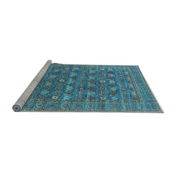 Sideview of Machine Washable Oriental Light Blue Industrial Rug, wshurb2313lblu